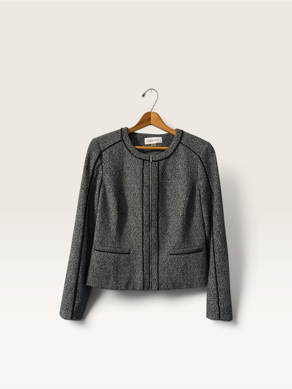 Quiet Luxury Calvin Klein Textured Cropped Jacket Size 10